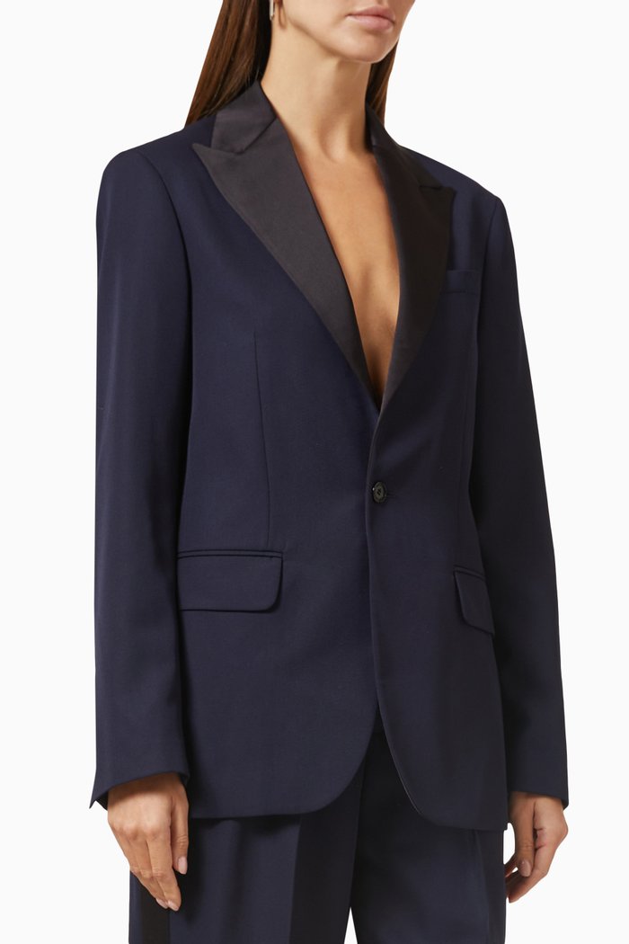

x Cara Delevingne Tuxedo Blazer in Recycled Wool-blend, Blue