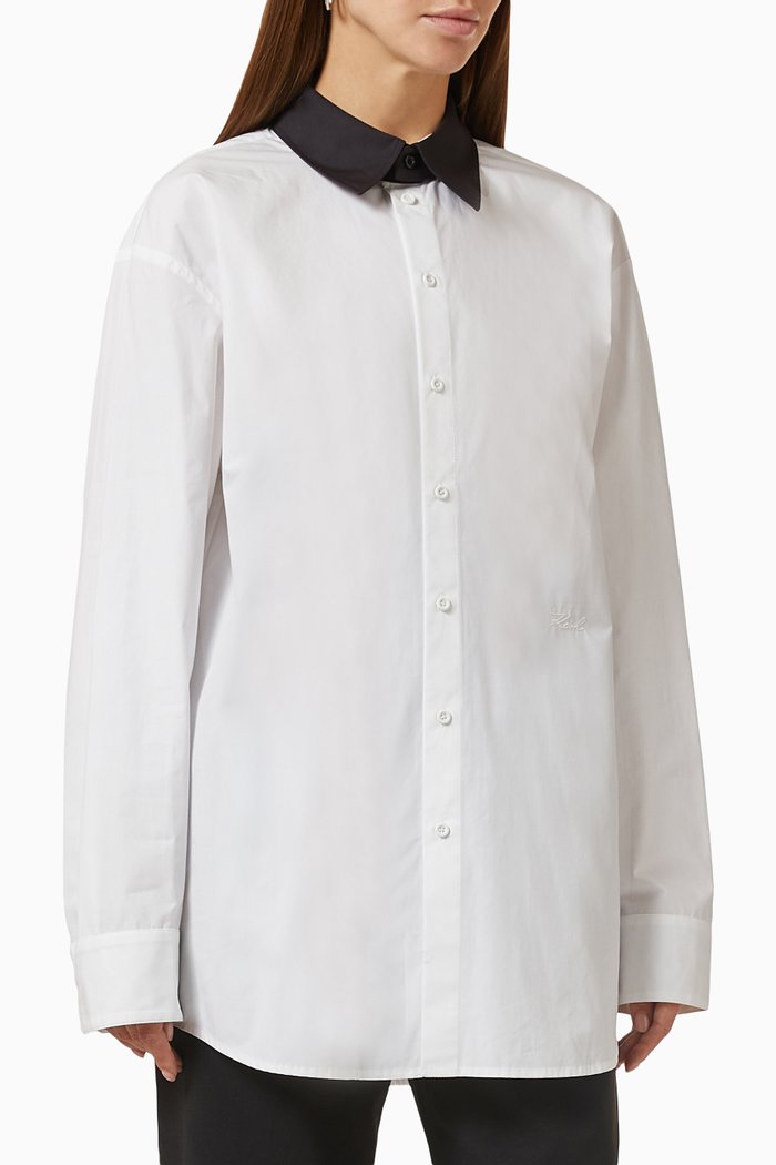 

x Cara Delevingne Detachable-collar Shirt in Organic Cotton, White