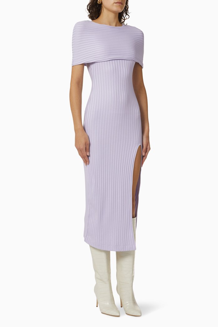 

Ribbed Midi Dress, Purple