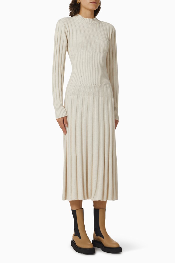 

Ribbed Midi Dress, Neutral