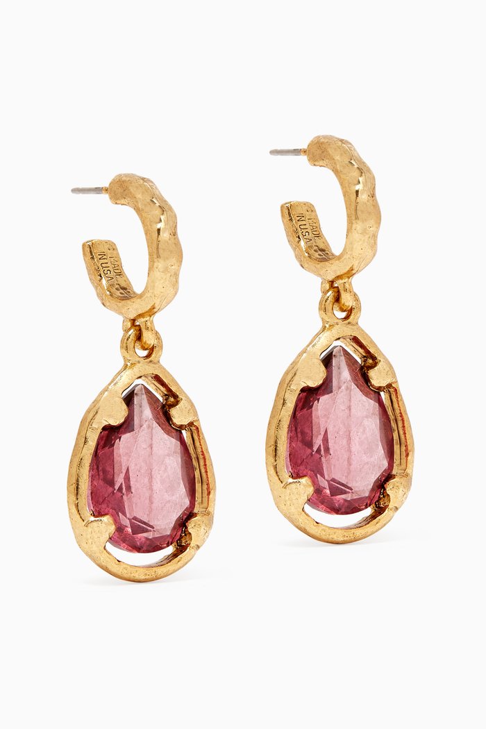 Teardrop Etruscan Drop Earrings, Pink