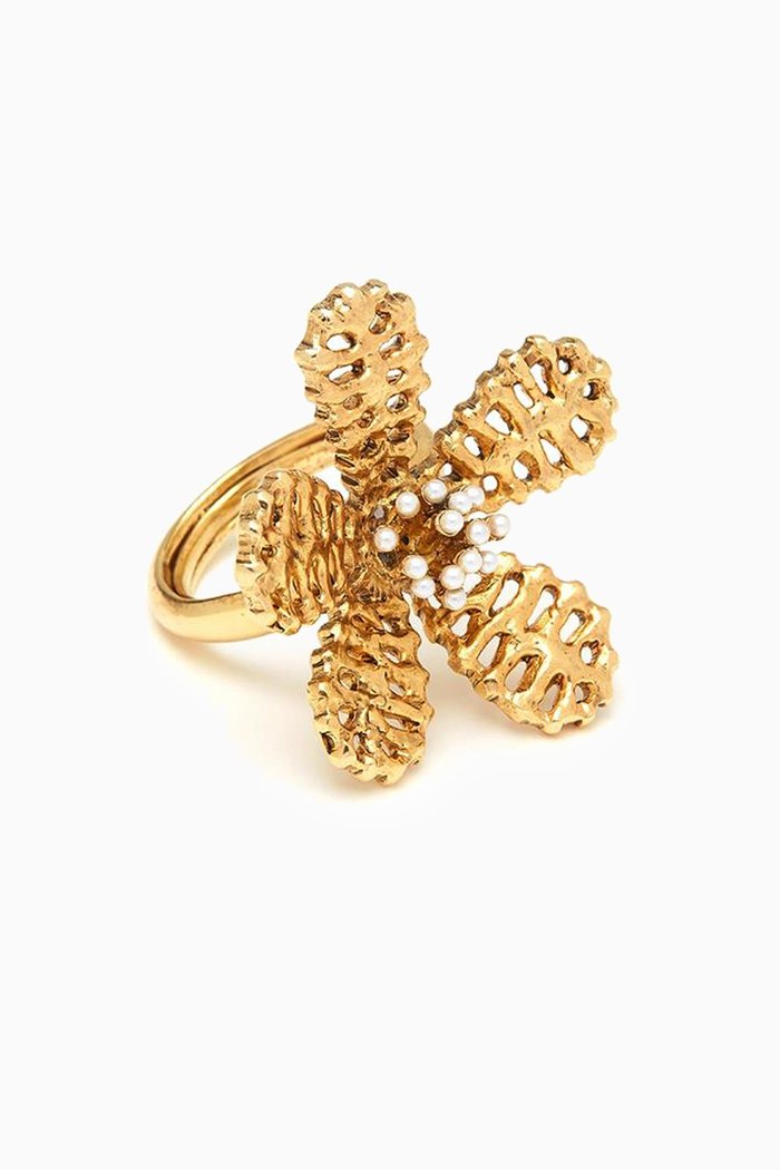 Carryover Flower Ring in Brass, Gold