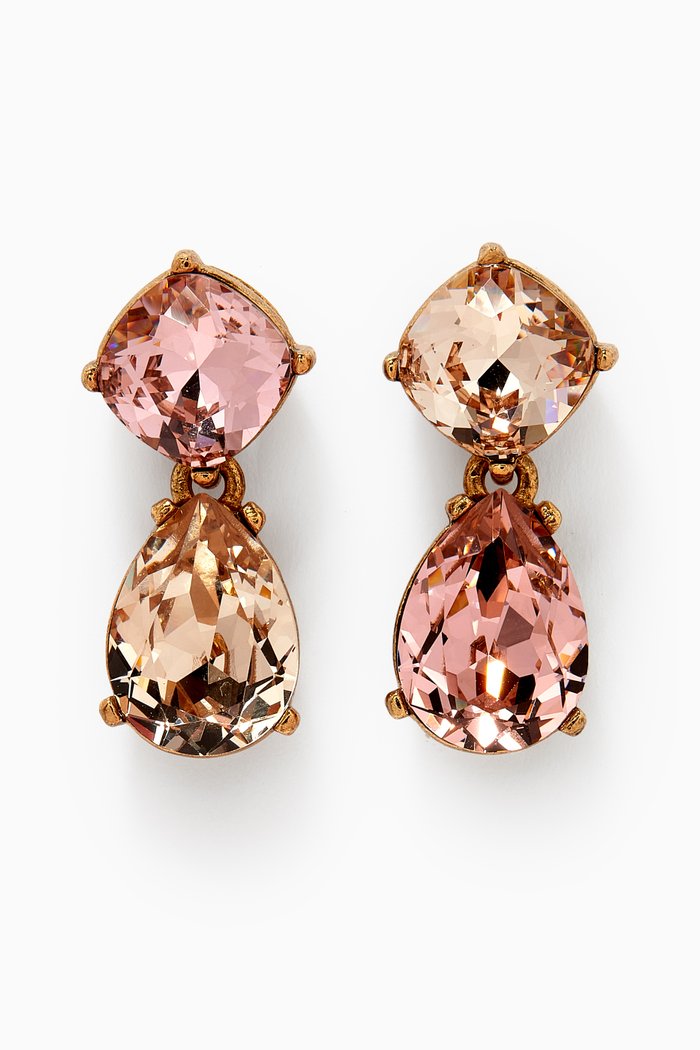 

Small Gallery Earrings in Brass, Pink