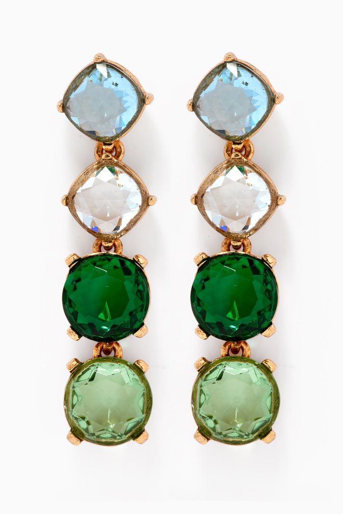 

Half & Half Gallery Earrings in Brass, Green