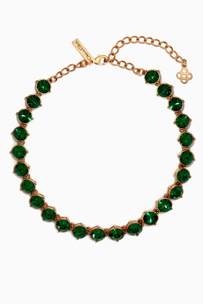 

Large Chatton Necklace in Brass, Green