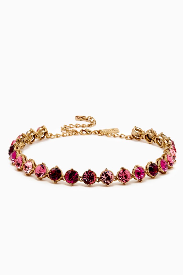 Large Chatton Necklace in Brass, Pink
