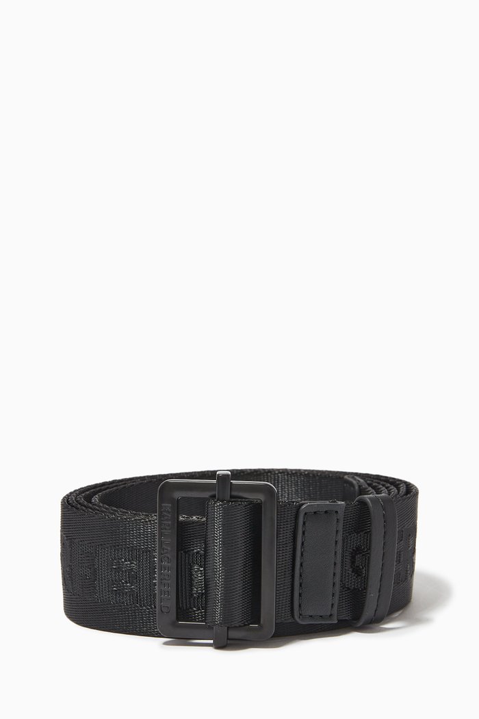x Cara Delevigne Belt in Recycled Webbing & Leather, Black