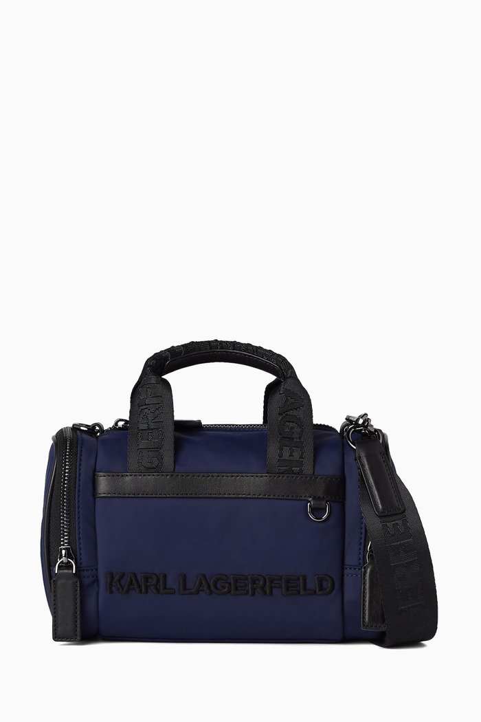 

x Cara Delevigne Mini Gym Bag in Recycled Nylon & Leather, Blue