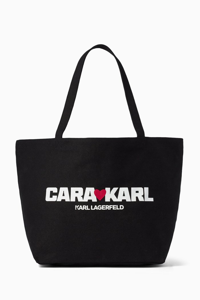 

x Cara Delevigne Shopper Bag in Organic Cotton Canvas, Black