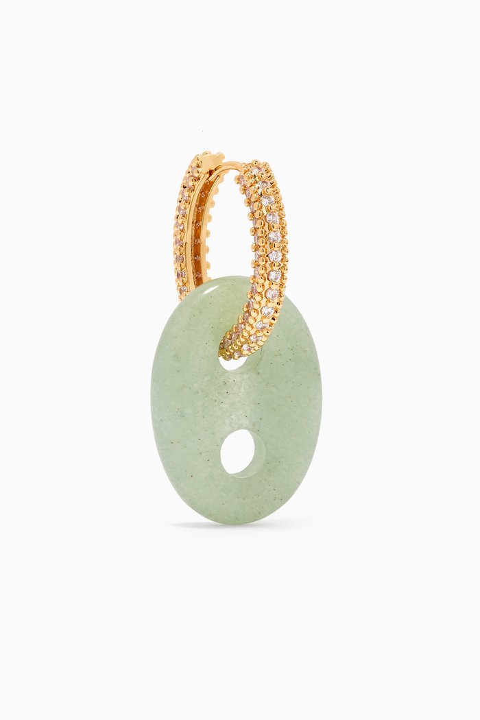 

Quartz Infinity Hoop Single Earring in 18kt Gold-plated Brass, Green