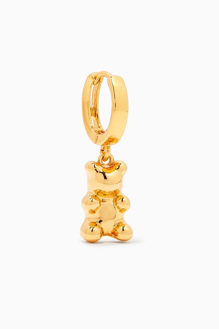 

Mini Nostalgia Bear Hoop Single Earring in 18kt Gold-plated Brass