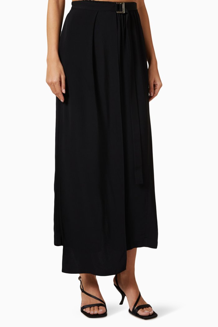 

Belted Wide-leg Pants, Black