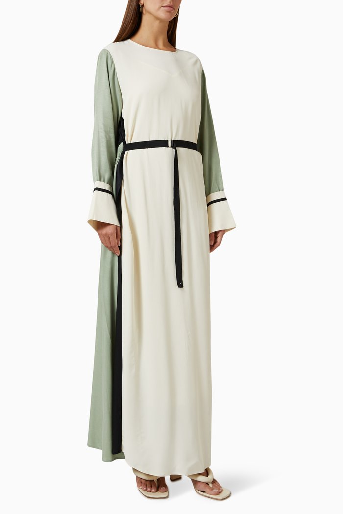 

Colour-block Belted Maxi Dress, White