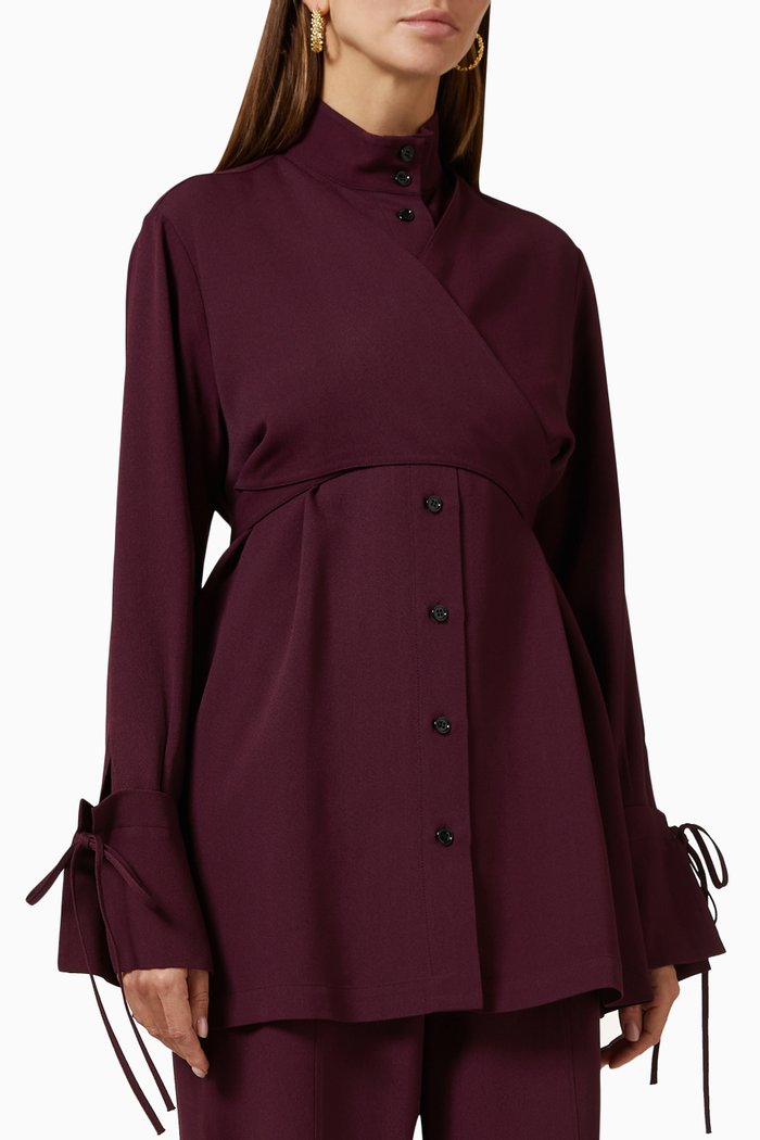 

Tie-up Sleeves Top, Purple