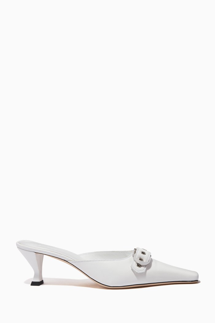 

Evelyn 65 Mules in Nappa, White
