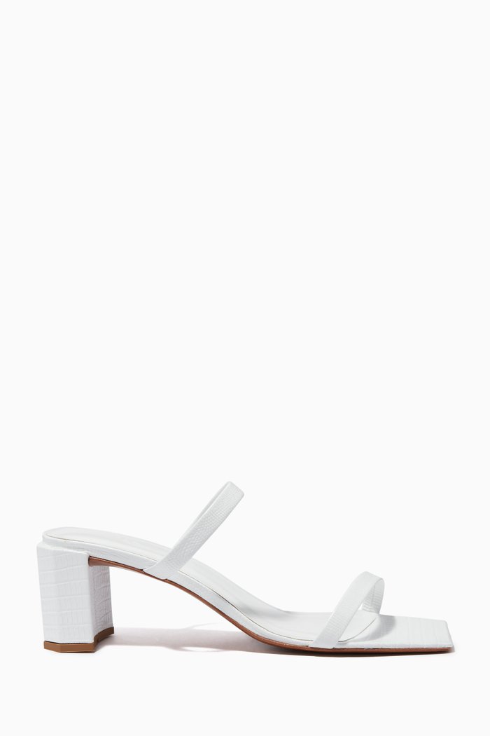 Tanya 60 Sandals in Lizard-embossed Leather, White