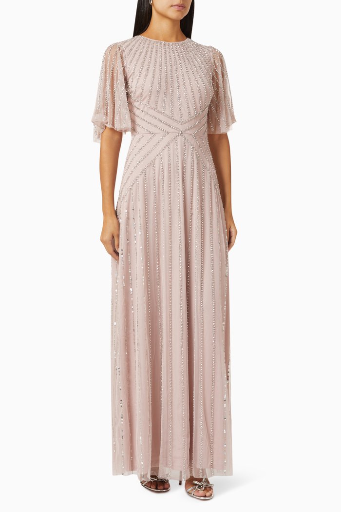 

Bead-embellished Midi Dress in Tulle, Pink