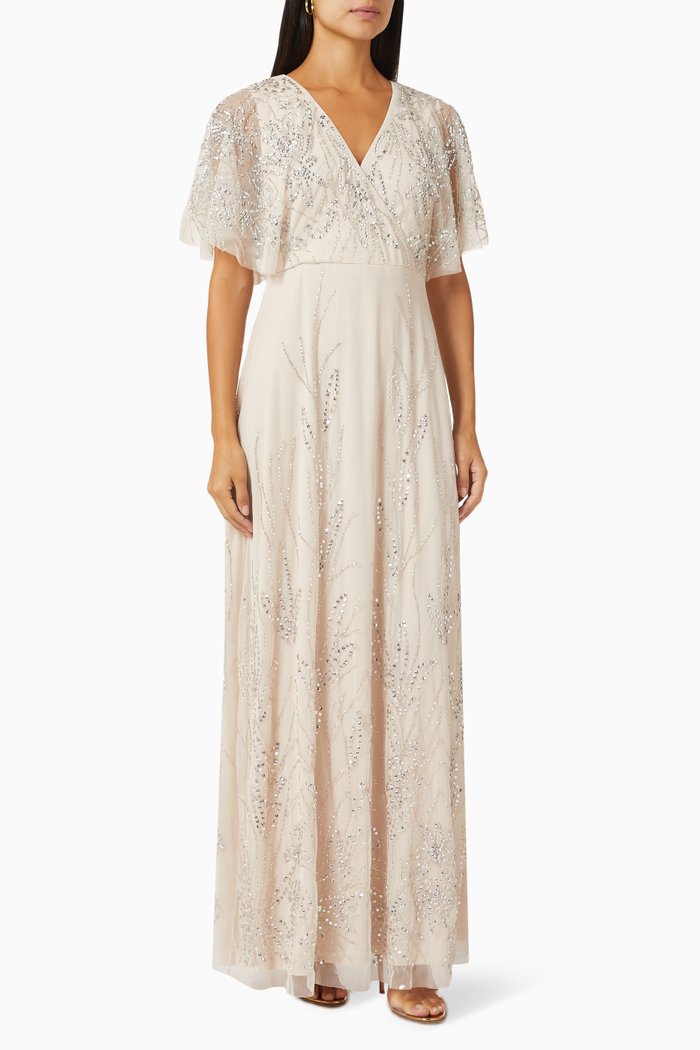 

Sequin-embellished Maxi Dress in Tulle, Neutral