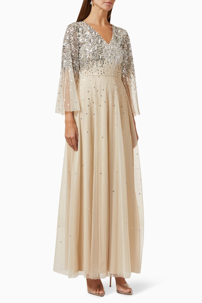 

Sequin-embellished Maxi Dress in Tulle, Neutral