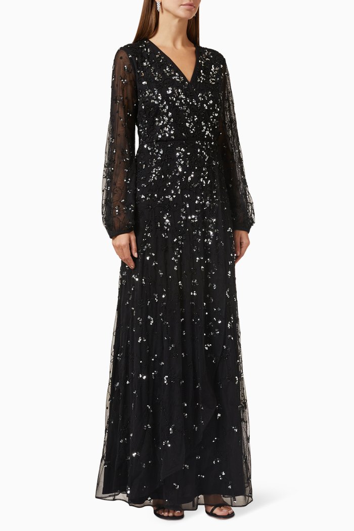 

Sequin-embellished Maxi Dress in Tulle, Black
