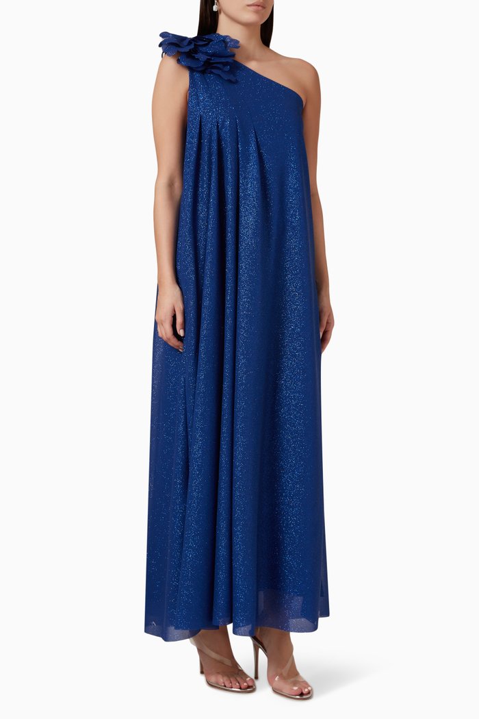 

One-shoulder Maxi Dress in Chiffon, Blue