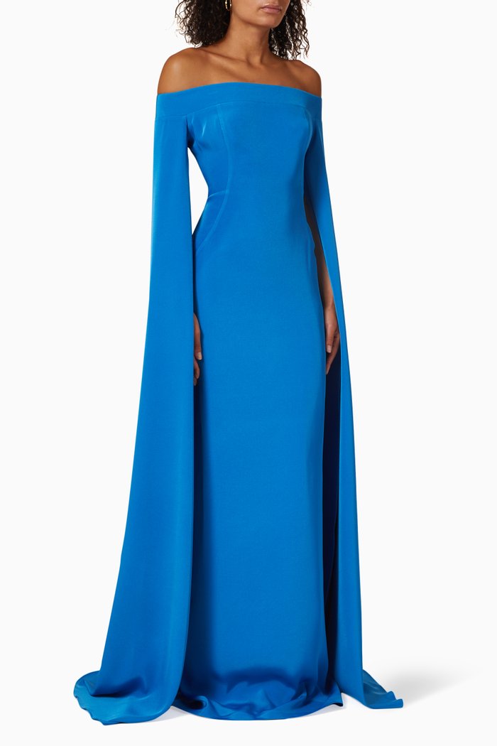 

Off-the-shoulder Maxi Dress in Crêpe, Purple
