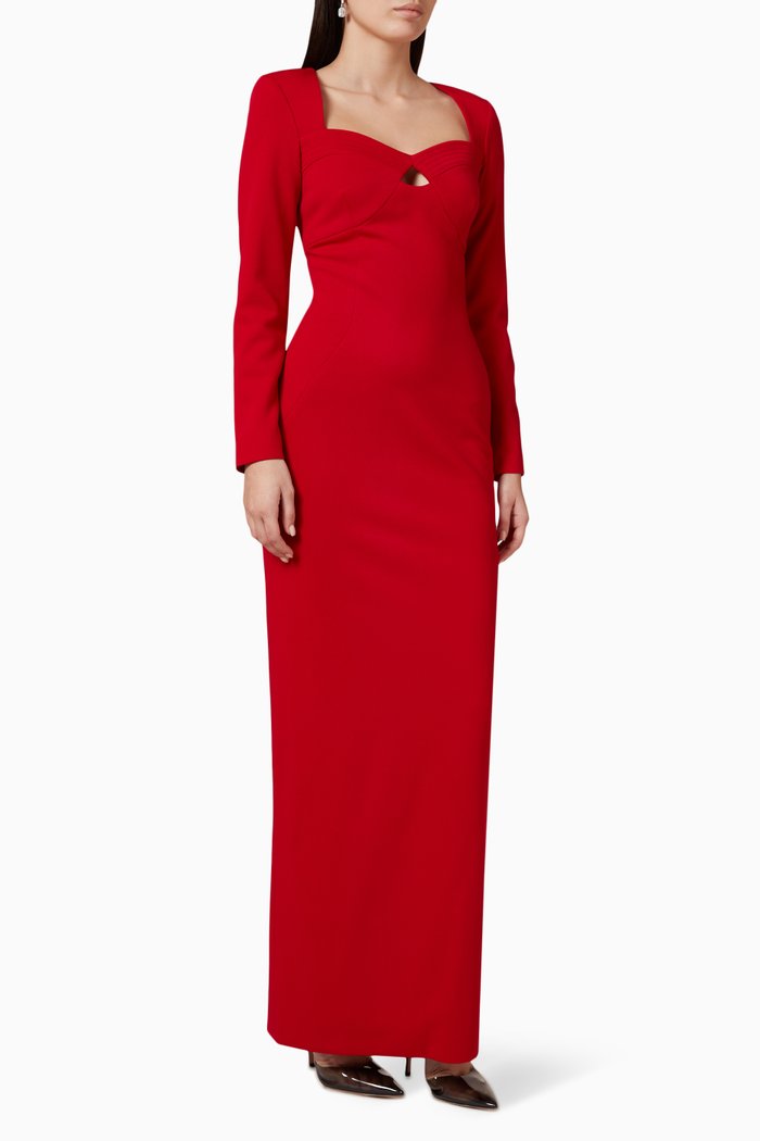 

Sweetheart Maxi Dress in Satin-crepe, Red