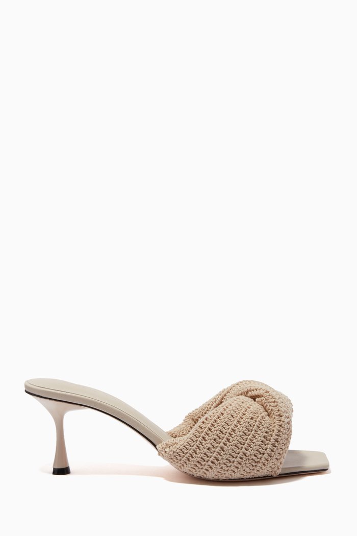 

Twisted Crochet 70 Mules in Cotton, Grey