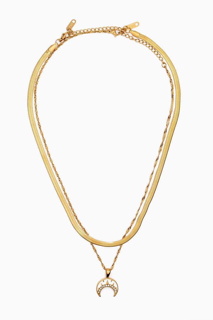 

Mina Moonbeam Pendant Chain Set in 18kt Gold-plated Stainless Steel