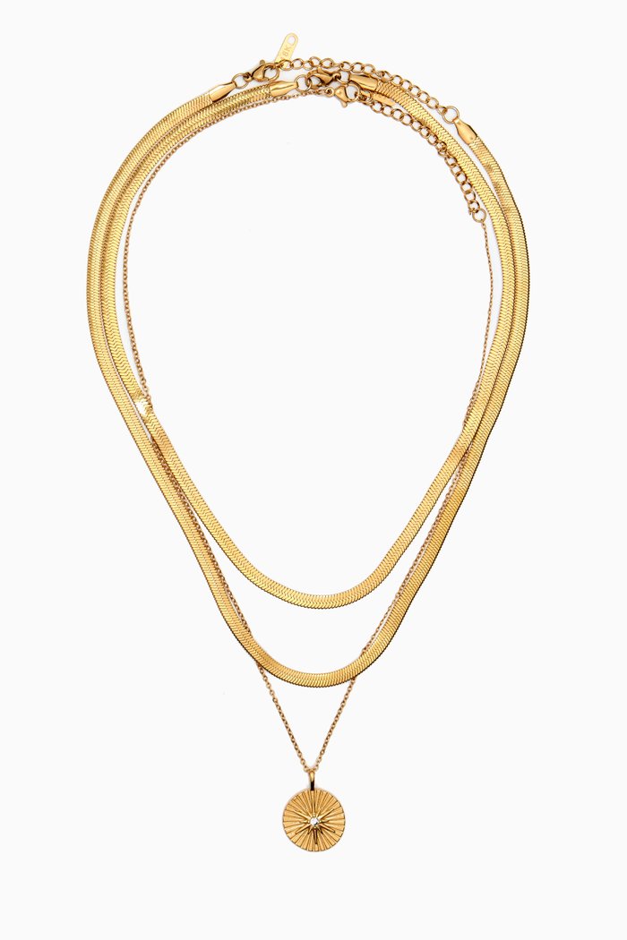 

Astral Ray Pendant Chain Set in 18kt Gold-plated Stainless Steel