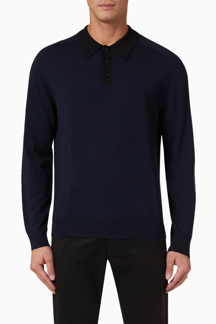 

Polo-neck Sweater in Wool, Black
