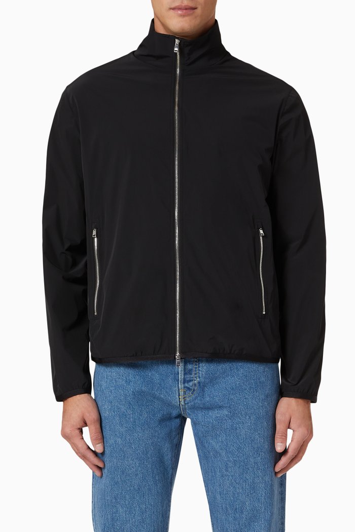 Zip-up Sweatshirt in Nylon, Black