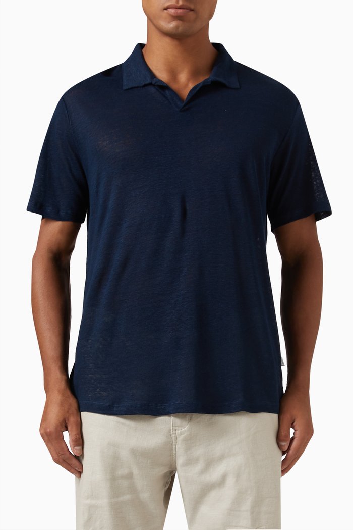 

Heather Polo Shirt in Linen, Blue