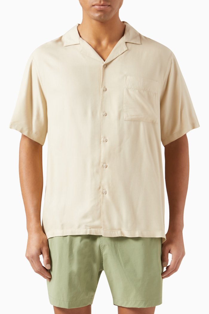 

Camp Collar Shirt in Viscose, Neutral