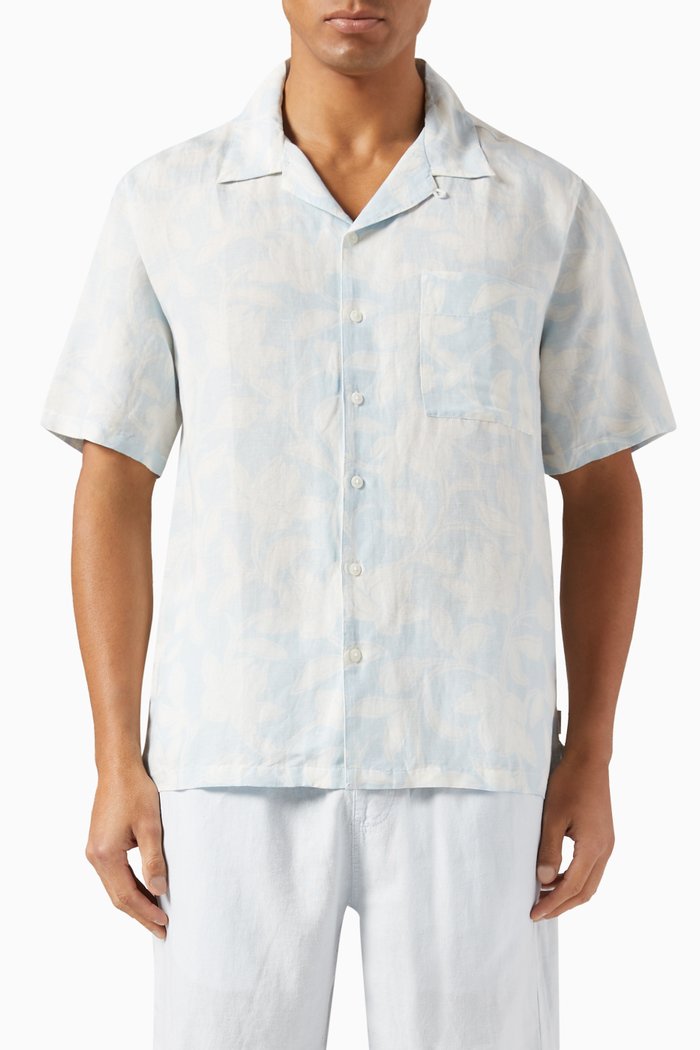 Camp Shirt in Air Linen, Blue