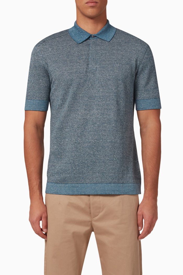 

Polo Shirt in Cotton-blend, Blue