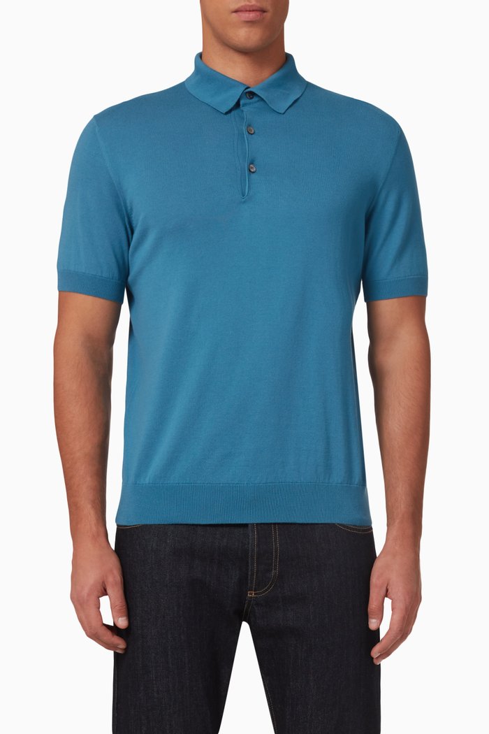 

Polo Shirt in Cotton-knit, Blue
