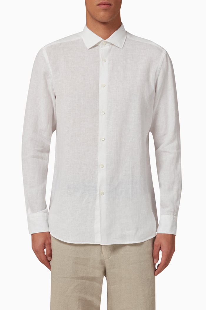 

Long-sleeve Shirt in Linen, White
