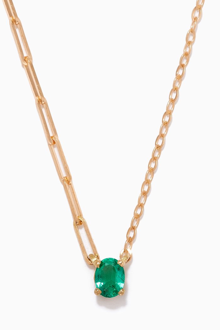 

Collier Solitare Emerald Necklace in 18kt Gold, Yellow