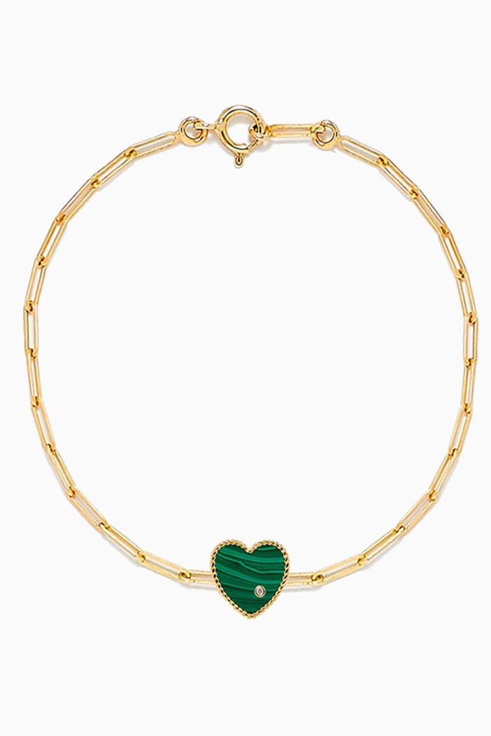 

Solitaire Diamond & Malachite Bracelet in 18kt Gold, Green