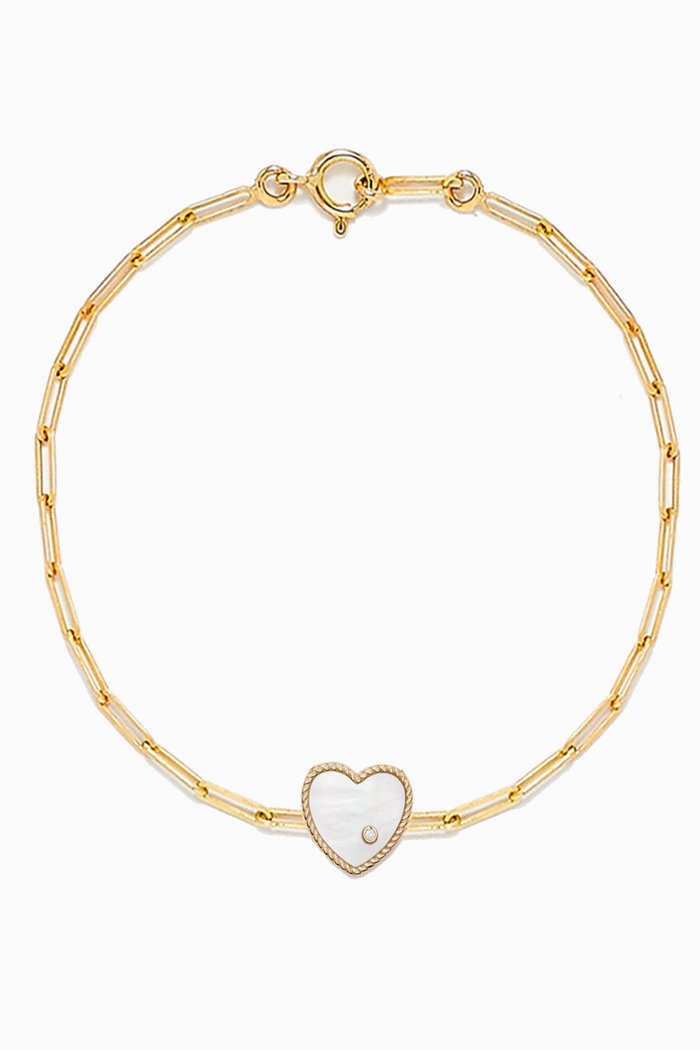 

Solitaire Diamond & Mother of Pearl Bracelet in 18kt Gold, White