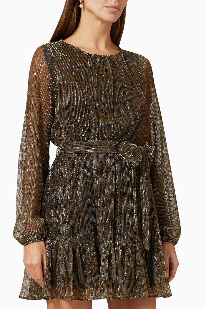 

Emory Shimmer Ribbed Mini Dress, Gold