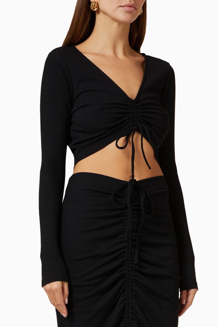 

Lana Ribbed Crop Top in Viscose-blend, Black