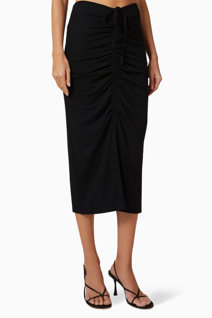 

Lana Ribbed Midi Skirt in Viscose-blend, Black