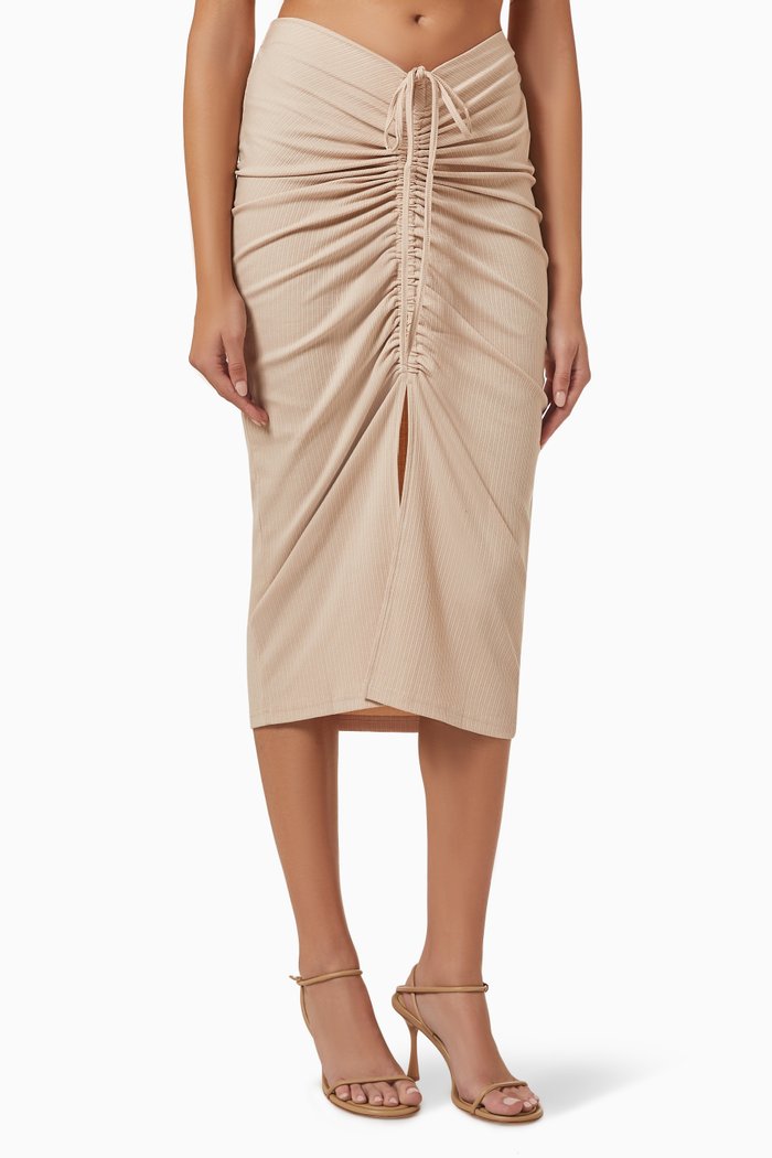 

Lana Ribbed Midi Skirt in Viscose-blend, Neutral