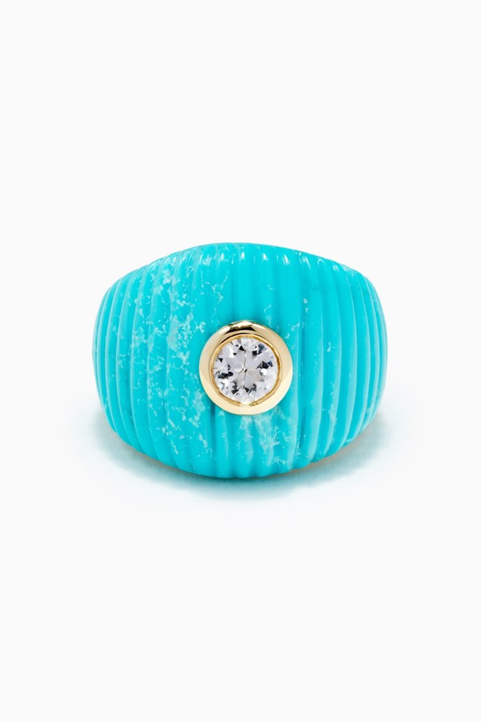 

Maxi Berlingot Ring in 9kt Yellow Gold, Blue