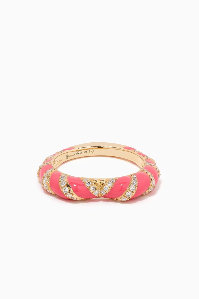 

Alliance Torsade Heart Diamond Ring in 9kt Yellow Gold, Pink