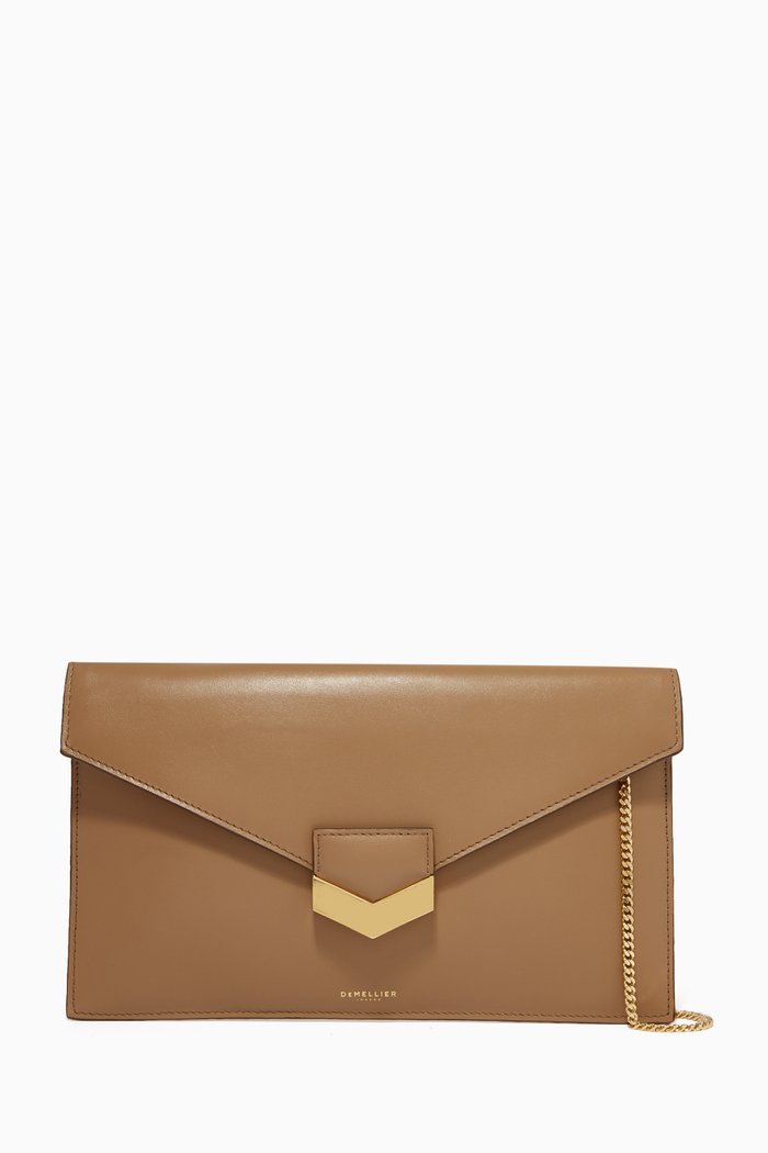

London Clutch in Smooth Leather, Brown