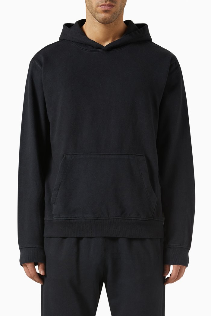 

Garment Dyed Hoodie in Cotton Terry, Black