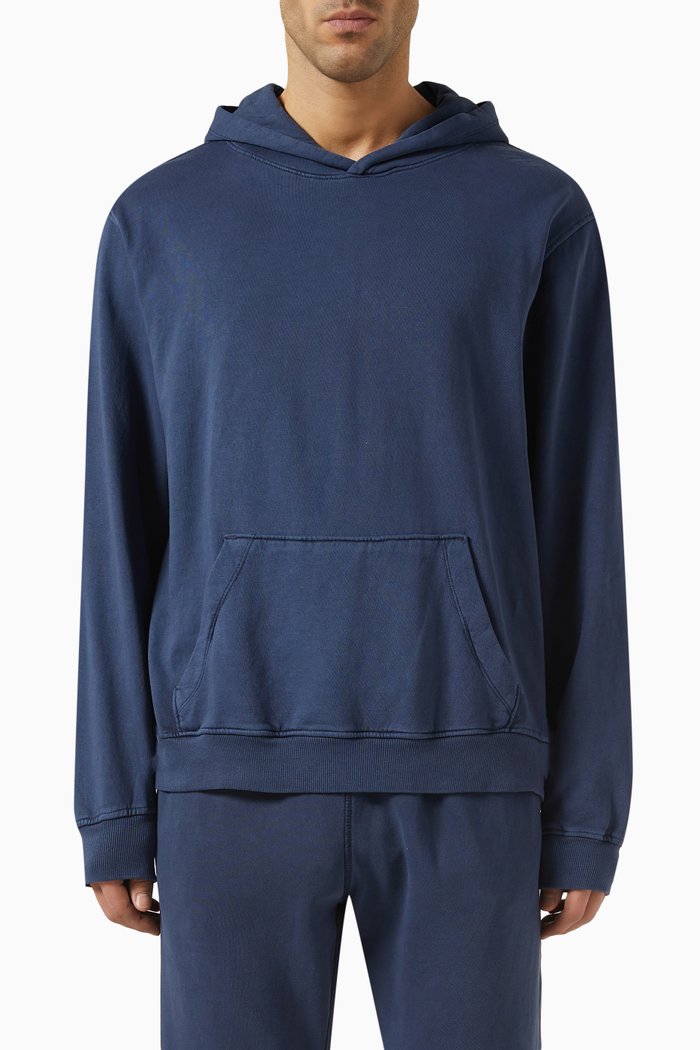 

Garment Dyed Hoodie in Cotton Terry, Blue